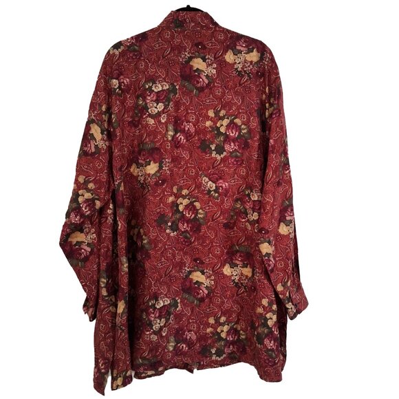 Vintage Compagnie Internationale EXPRESS 100% Silk Floral Tunic Blouse Flowy L - Picture 2 of 7